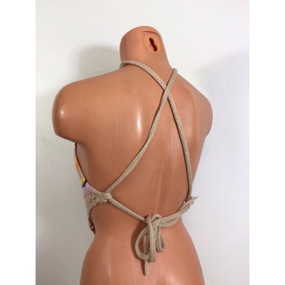 Love Knits NYC Halter Top Boho Cropped Festival Womens Large - Picture 4 of 6